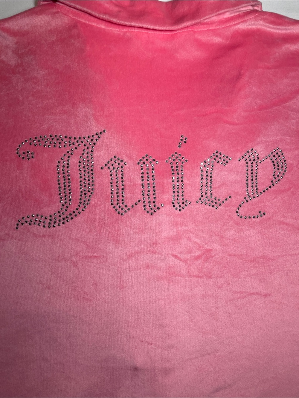 OG AUTHENTIC Juicy Couture  BLING Pink Velour Cropped Button-Down  sleep Shirt M